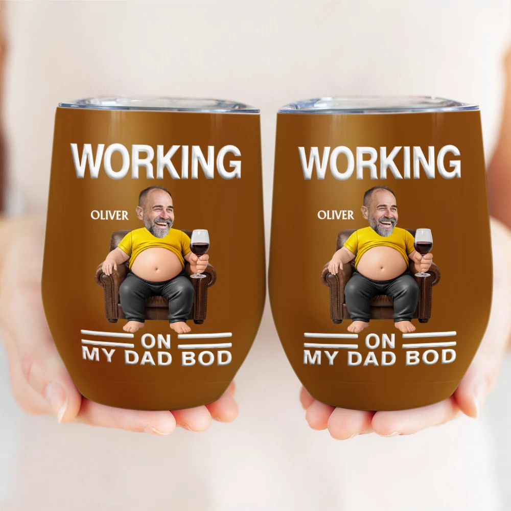Gift For Father,Custom Photo,Humorous,Cut-Face Photo - Custom Photo It's Not A Dad Bod Father Figure - Personalized Wine Tumbler