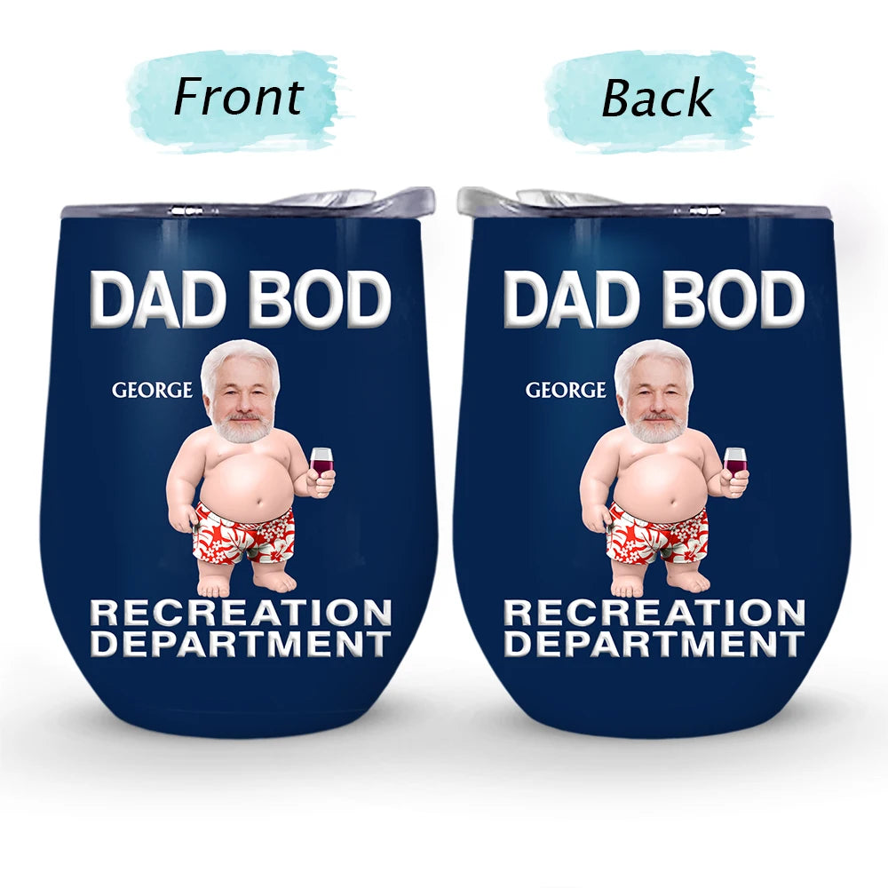 Gift For Father,Custom Photo,Humorous,Cut-Face Photo - Custom Photo It's Not A Dad Bod Father Figure - Personalized Wine Tumbler