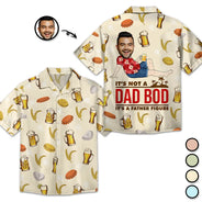 Gift For Father, Gift For Yourself, Dad's Hobby, Funny, Custom Photo, Gift For Men, Gift For Husband - Custom Photo It's Not A Dad Bod, It's A Father's Figure - Personalized Hawaiian Shirt