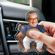 Humorous,Custom Photo,Gift For Yourself,Cut-Face Photo - Custom Photo Just Chillin' Belly Out - Personalized Squishy Acrylic Car Vent Clip
