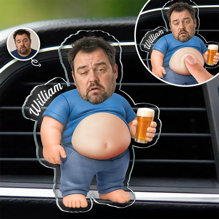 Custom Photo Just Chillin' Belly Out - Personalized Squishy Acrylic Car Vent Clip