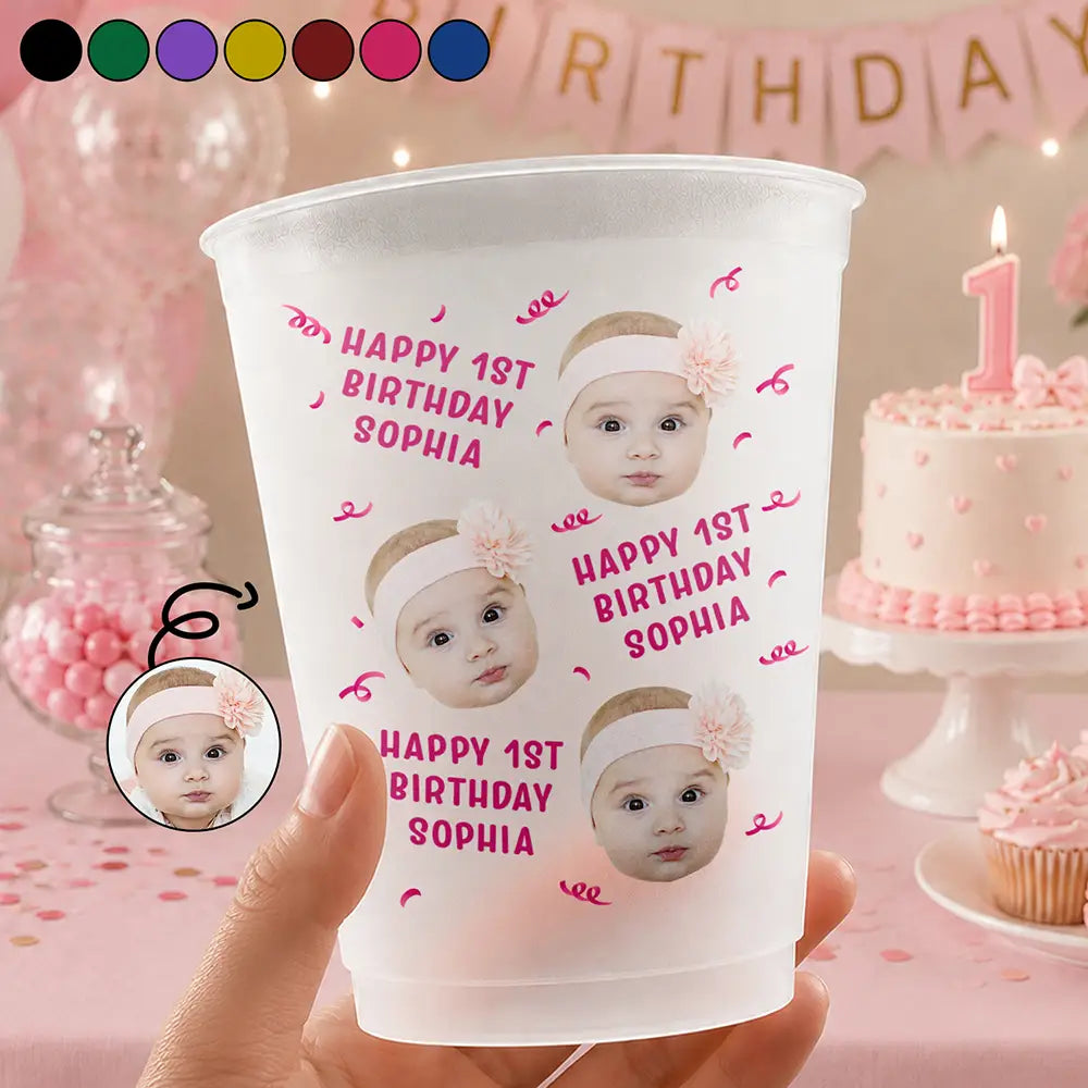 Custom Photo Kid Birthday Party - Personalized Frosted Cups