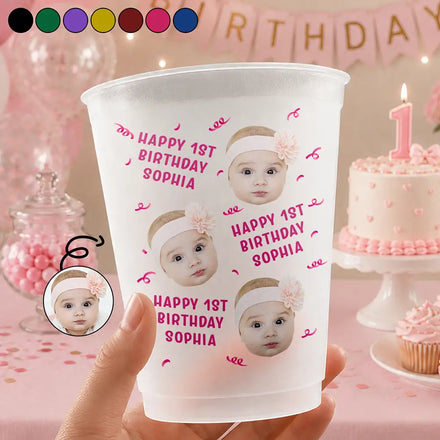 Custom Photo Kid Birthday Party - Personalized Frosted Cups
