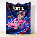 Adorable, Back To School, Custom Photo, Gift For Kids, Cut-Face Photo - Custom Photo Kid Car Racing - Personalized Fleece Blanket, Sherpa Blanket