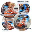 Adorable, Back To School, Custom Photo, Gift For Kids, Cut-Face Photo - Custom Photo Kid Car Racing - Personalized Fleece Blanket, Sherpa Blanket