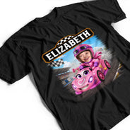 Adorable,Back To School,Custom Photo,Gift For Kids,Cut-Face Photo - Custom Photo Kid Car Racing - Personalized T Shirt