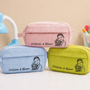 Back To School,Custom Photo,Art Design,Family,Confident,Photo - Pencil Sketch - Bold - Custom Photo Kid Pet Family Besties Portrait Pencil Sketch - Personalized Corduroy Pencil Case