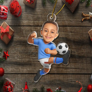 Gift For Kids,Gift For Grandkids,Photo Hobby Ornament,Custom Photo,Funny,Christmas - Custom Photo Kid Playing Football - Personalized Acrylic Photo Ornament