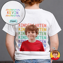 Back To School, Custom Photo, Gift For Kids, Adorable, Remove BG Photo, Alternating Color Text - Custom Photo Kid Portrait Kindergarten Preschool - Personalized T Shirt