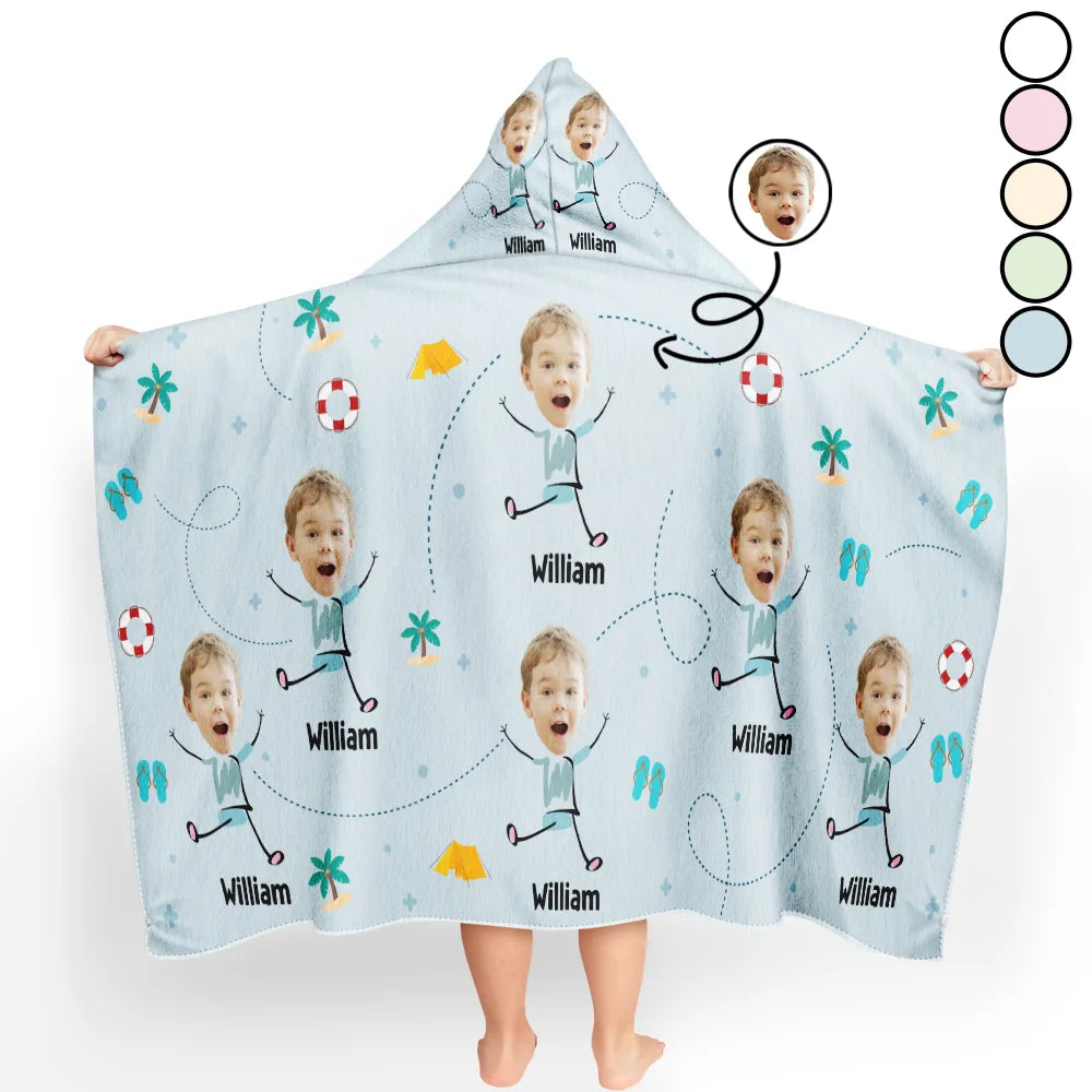 Custom Photo Kids Summer Playtime - Personalized Hooded Beach Towel