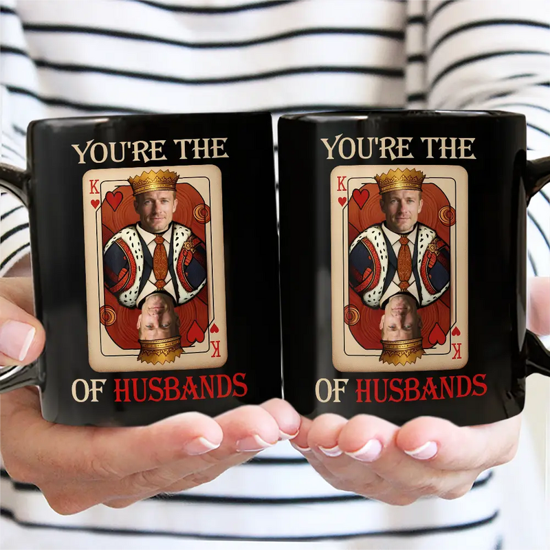 Gift For Men, Gift For Father, Funny, Custom Photo, Gift For Husband, Gift For Uncle - Custom Photo King Of Dads - Personalized Black Mug