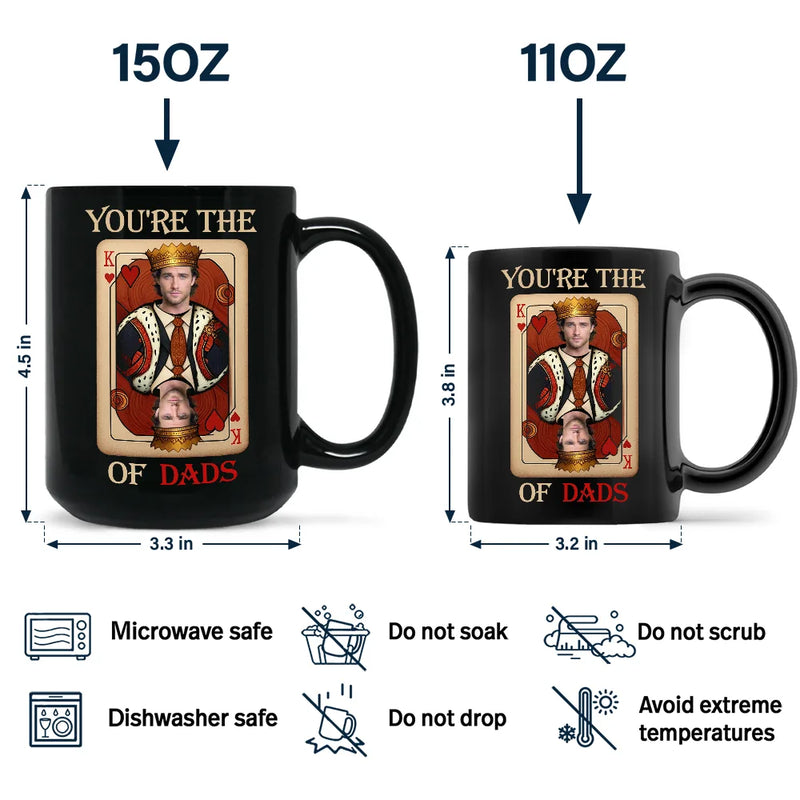 Gift For Men, Gift For Father, Funny, Custom Photo, Gift For Husband, Gift For Uncle - Custom Photo King Of Dads - Personalized Black Mug