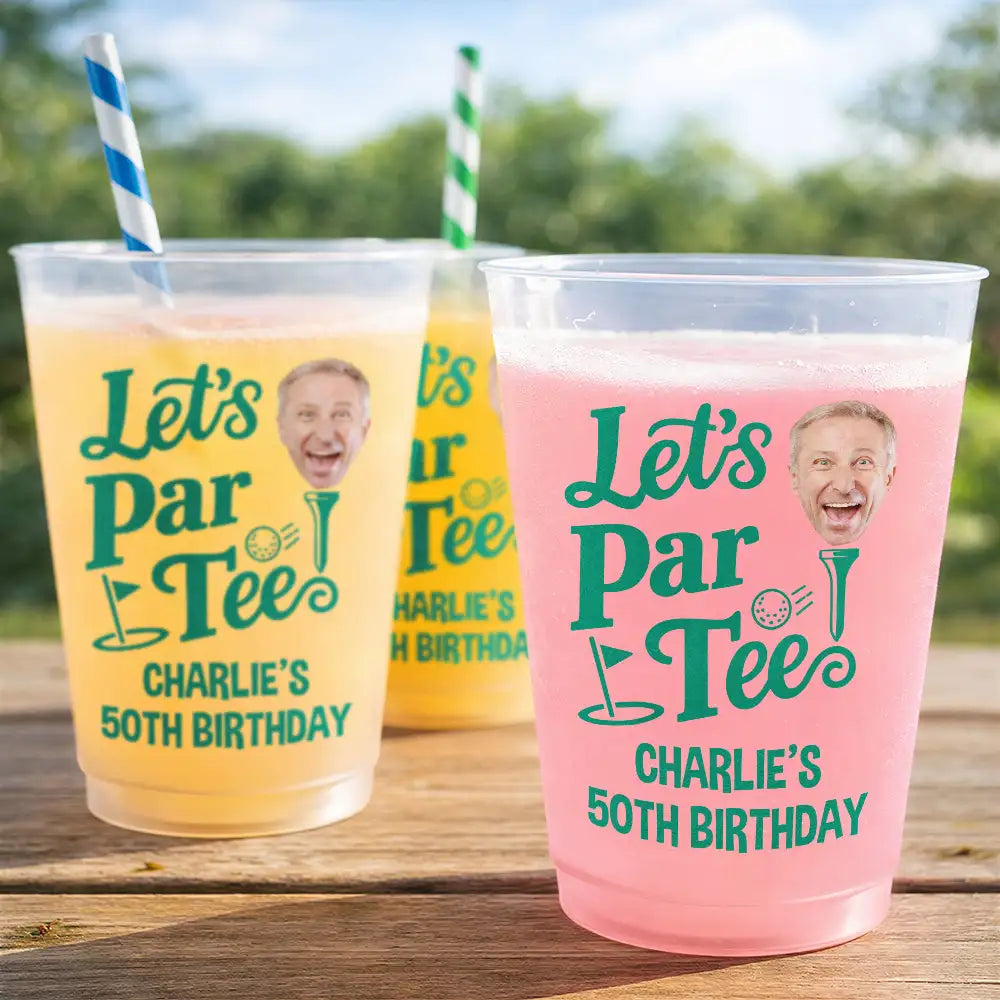 Gift For Husband,Gift For Boyfriend,Gift For Yourself,Gift For Men,Gift For Women,Gift For Grandpa,Gift For Father,Golf,Photo,Humorous - Custom Photo Let's Partee For Golf Lover - Personalized Frosted Cups