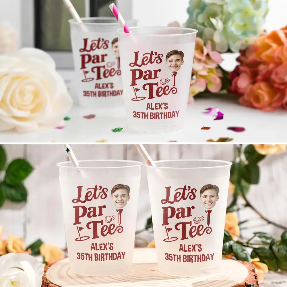 Gift For Husband,Gift For Boyfriend,Gift For Yourself,Gift For Men,Gift For Women,Gift For Grandpa,Gift For Father,Golf,Photo,Humorous - Custom Photo Let's Partee For Golf Lover - Personalized Frosted Cups