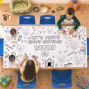 Art Design,Playful,Back To School,Pet Lovers,Photo - Outline Sketch,Icon - Custom Photo Let's Pawty Dog Cat Birthday Outline Sketch - Personalized Coloring Tablecloth