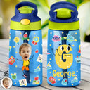 Gift For Kids, Gift For Grandkids, Back To School, Happy - Custom Photo Letter School Kid - Personalized Kids Water Bottle With Straw