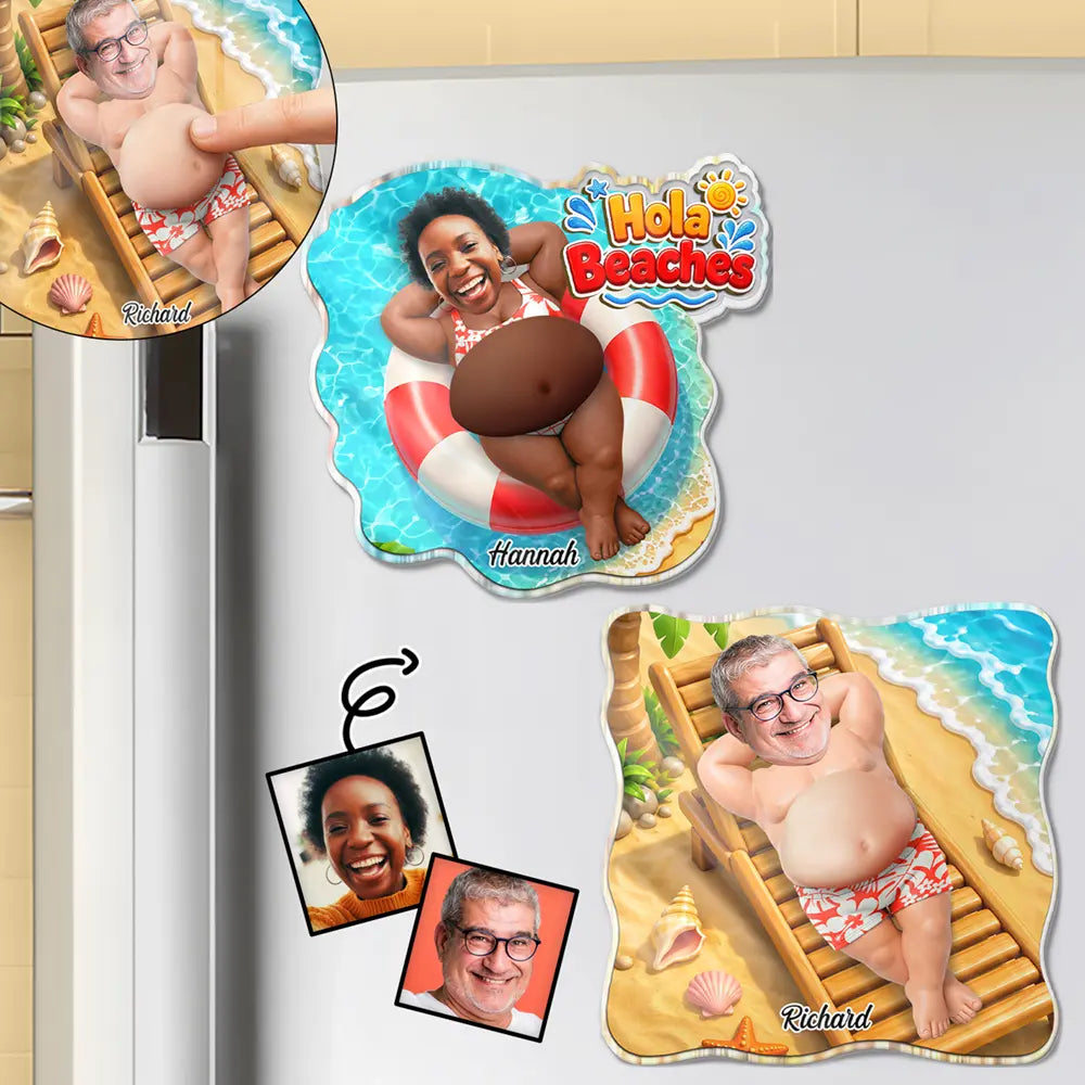 Custom Photo, Beach, Summer, Gift For Yourself, Humorous, Cut-Face Photo - Custom Photo Life Is Better At The Beach - Personalized Squishy Acrylic Fridge Magnet