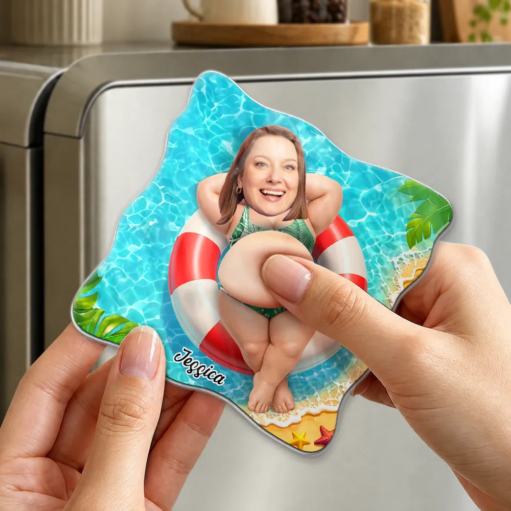 Custom Photo, Beach, Summer, Gift For Yourself, Humorous, Cut-Face Photo - Custom Photo Life Is Better At The Beach - Personalized Squishy Acrylic Fridge Magnet
