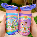 Adorable,Back To School,Custom Photo,Gift For Kids,Cut-Face Photo - Custom Photo Little Girl Princess Unicorn - Personalized Insulated Water Bottle With Strawa
