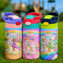 Adorable,Back To School,Custom Photo,Gift For Kids,Cut-Face Photo - Custom Photo Little Girl Princess Unicorn - Personalized Insulated Water Bottle With Strawa