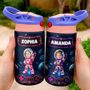 Adorable,Back To School,Custom Photo,Gift For Kids,Cut-Face Photo - Custom Photo Little Space Explorer - Personalized Insulated Water Bottle With Straw