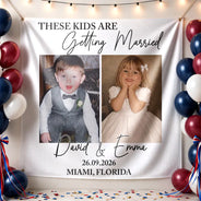 Humorous, Custom Photo, Gift For Couples, Wedding, Dynamic Photo - Custom Photo Look Who's Getting Married Couple - Personalized Backdrop