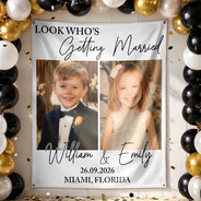 Humorous, Custom Photo, Gift For Couples, Wedding, Dynamic Photo - Custom Photo Look Who's Getting Married Couple - Personalized Backdrop
