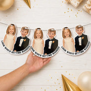 Humorous, Custom Photo, Gift For Couples, Wedding, Dynamic Photo - Custom Photo Look Who's Getting Married Couple - Personalized Garland Banner