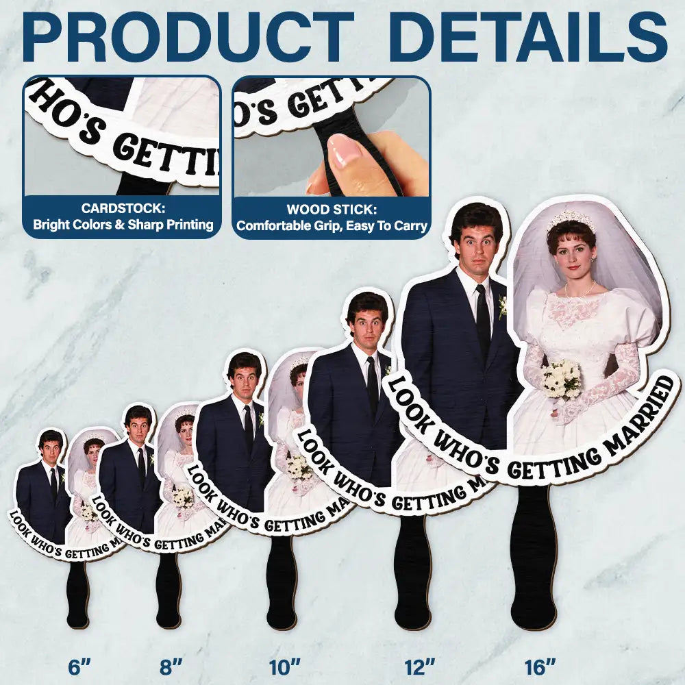 Humorous, Custom Photo, Gift For Couples, Wedding, Dynamic Photo - Custom Photo Look Who's Getting Married Couple - Personalized Handheld Fan