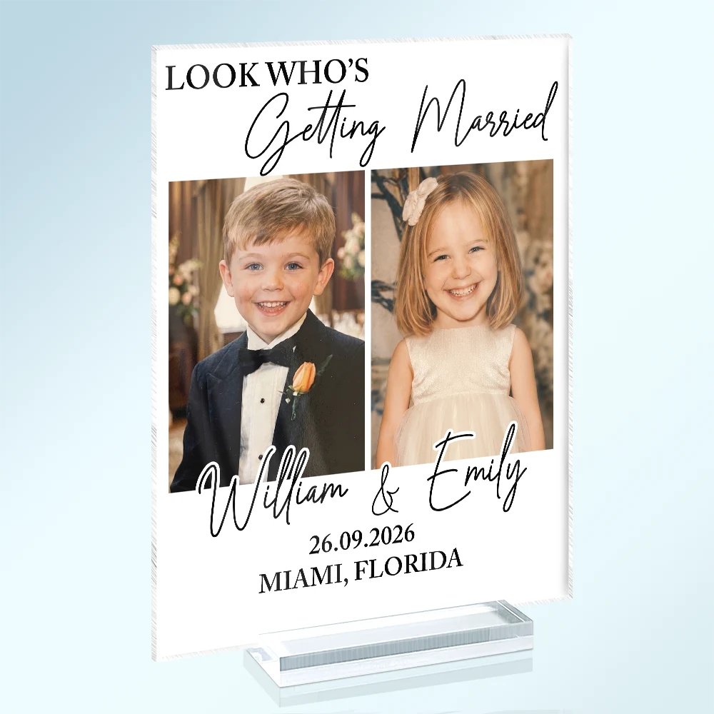Humorous, Custom Photo, Gift For Couples, Wedding, Dynamic Photo - Custom Photo Look Who's Getting Married Couple - Personalized Vertical Rectangle Acrylic Plaque
