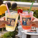 Humorous,Custom Photo,Gift For Couples,Wedding,Dynamic Photo - Custom Photo Look Who's Getting Married Vintage - Personalized Frosted Cups