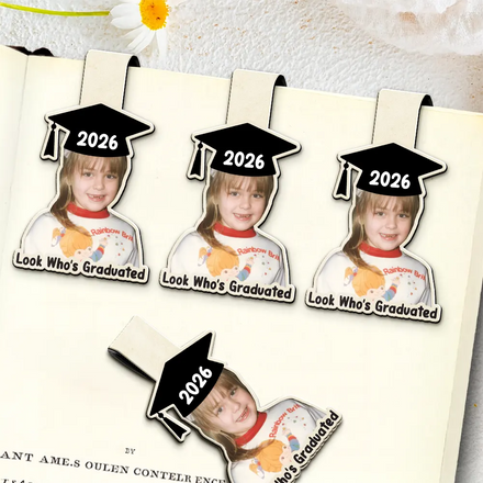 Custom Photo Look Who's Graduated - Personalized Custom Shaped Magnetic Bookmark Clip
