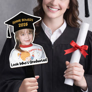 Graduation,Gift For Yourself,Gift For Women,Gift For Men,Gift For Daughter,Gift For Son,Gift For Sisters,Gift For Brothers,Gift For Bestie,Gift For Sibling,Happy - Custom Photo Look Who's Graduated - Personalized Graduation Handheld Fan
