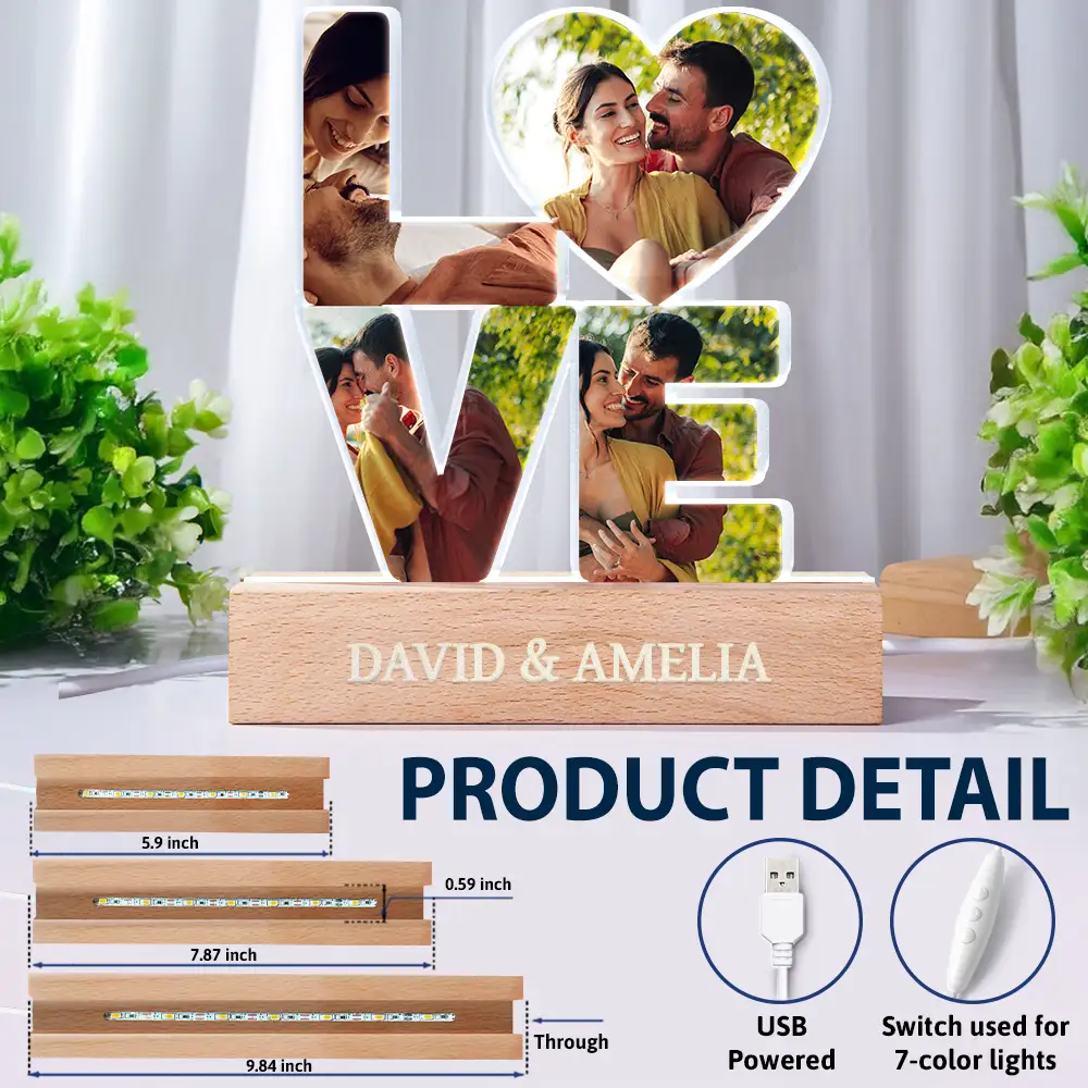 Gift For Couples,Love,Non-Eng,Gift For Husband,Gift For Wife,Gift For Boyfriend,Gift For Girlfriend,LGBT - Custom Photo Love You And Keep You Forever - Personalized Custom Shaped LED Light