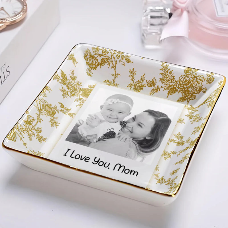 Custom Photo,Gift For Mother,Gift For Grandma,Happy - Custom Photo Love You Mom Nana Polaroid - Personalized Ring Dish