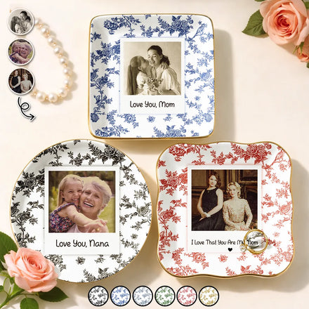 Custom Photo Love You Mom Nana Polaroid - Personalized Ring Dish