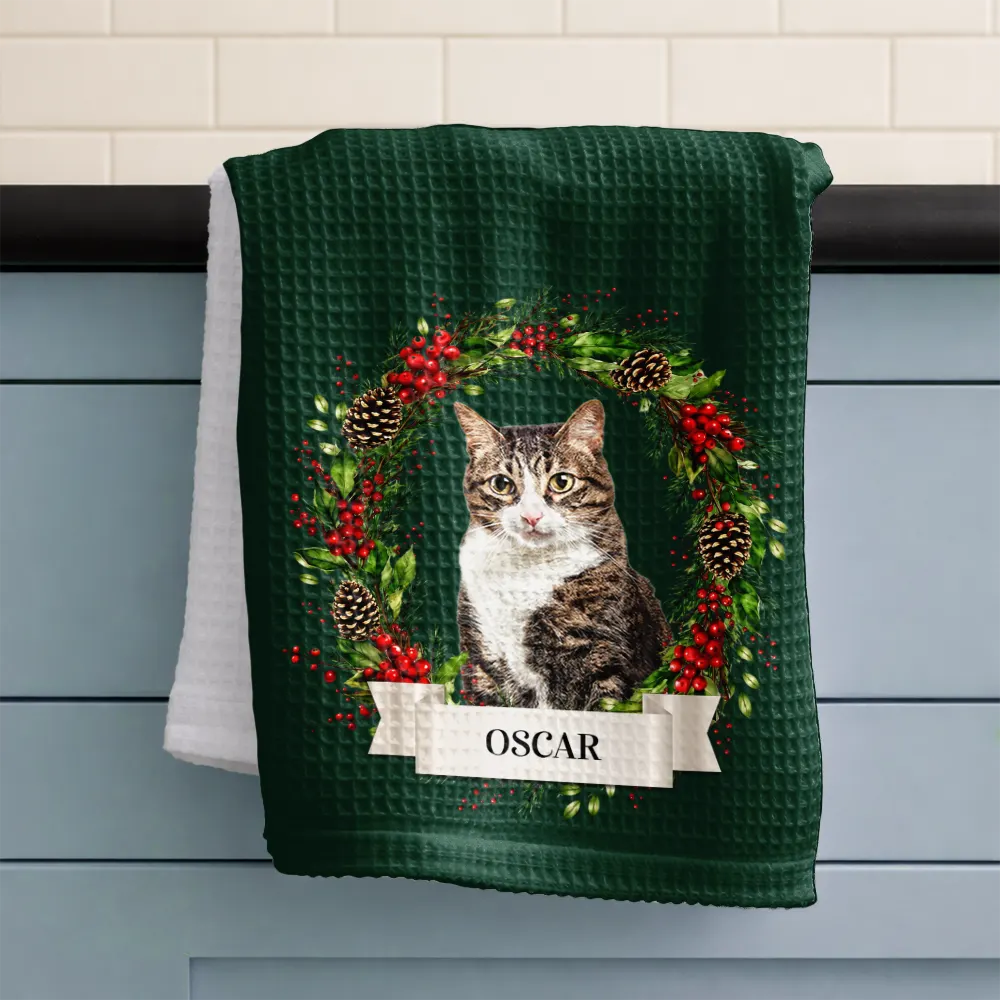 Christmas, Custom Photo, Cozy, Pet Lovers, Remove BG Photo - Custom Photo Lovely Pet Face Dog Cat - Personalized Kitchen Towel