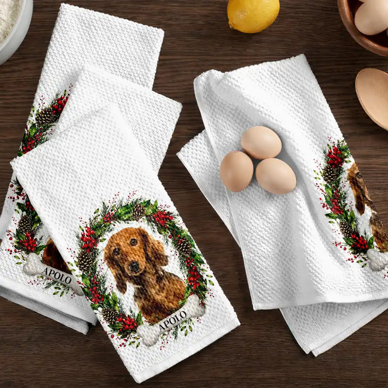 Christmas, Custom Photo, Cozy, Pet Lovers, Remove BG Photo - Custom Photo Lovely Pet Face Dog Cat - Personalized Kitchen Towel