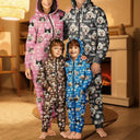 Cat Lovers, Pet Lovers, Dog Lovers, Dog Mom, Dog Dad, Cat Mom, Cat Dad, Happy - Custom Photo Lovely Pet Face Pattern Dog Cat Family - Personalized Overall Onesie Hooded Jumpsuit