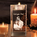 Family - Custom Photo Loving Family Siblings Besties - Personalized Crystal Candle Holder