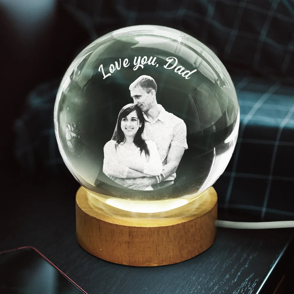 Family - Custom Photo Loving Family Siblings Besties - Personalized Crystal Globe Lamp