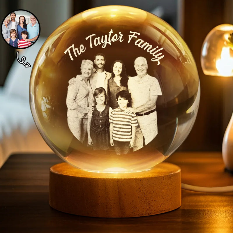 Family - Custom Photo Loving Family Siblings Besties - Personalized Crystal Globe Lamp