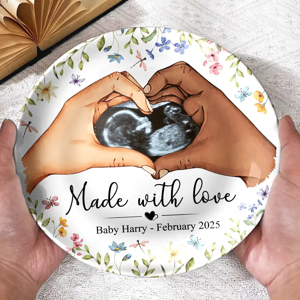 New baby,Love - Custom Photo Made With Love - Personalized Ceramic Plate