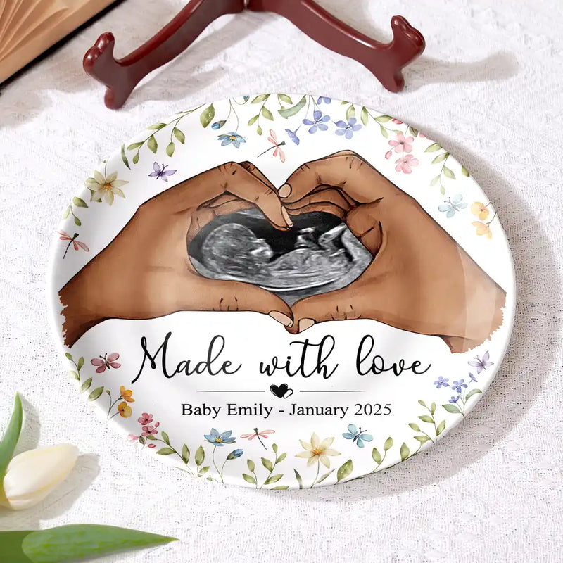 New baby,Love - Custom Photo Made With Love - Personalized Ceramic Plate