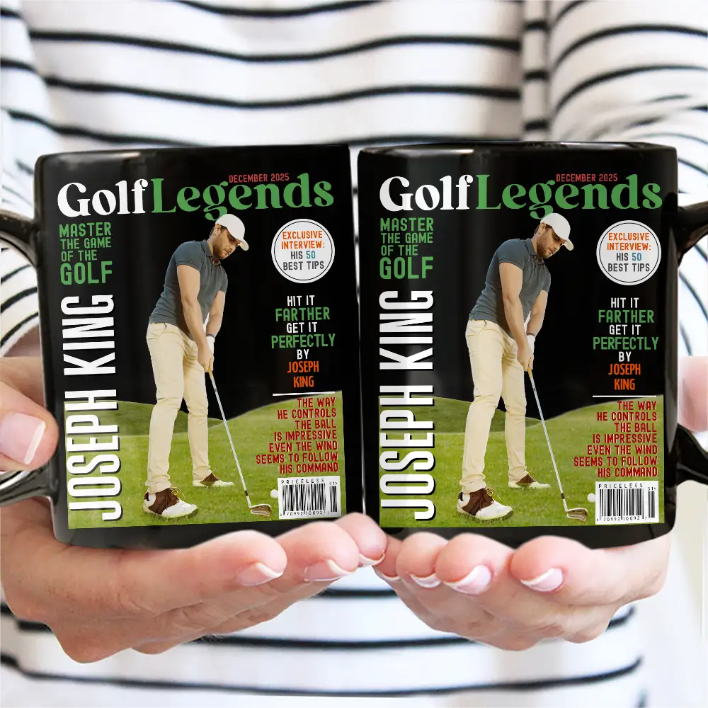 Golf,Gift For Bestie,Gift For Father,Gift For Grandpa,Happy,Custom Photo - Custom Photo Magazine GolfLegends - Personalized Mug