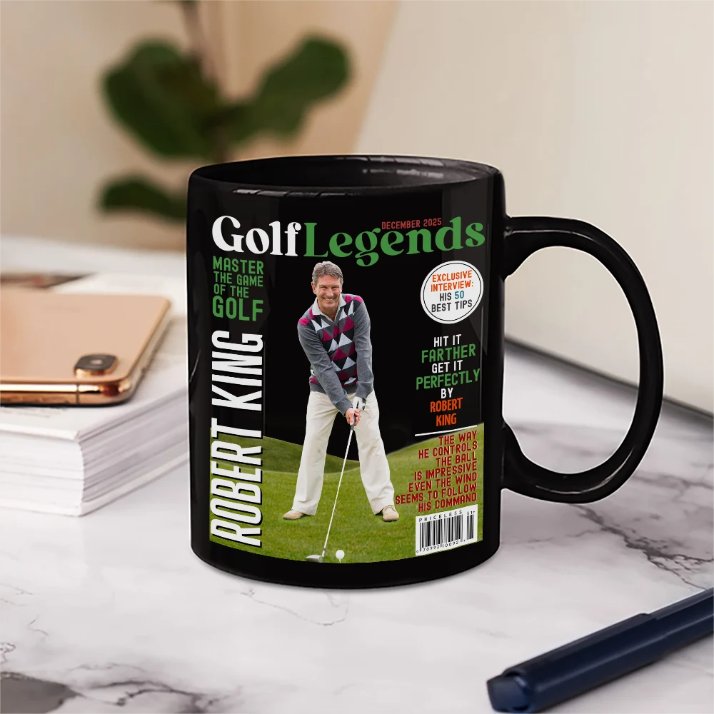 Golf,Gift For Bestie,Gift For Father,Gift For Grandpa,Happy,Custom Photo - Custom Photo Magazine GolfLegends - Personalized Mug