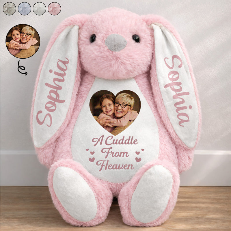 Memorial, Parents, Gift For Grandparents, Gift For Kids, New baby, Gift For Daughter, Gift For Son, Easter - Custom Photo Memorial A Cuddle From Heaven - Personalized Soft Toy Bunny