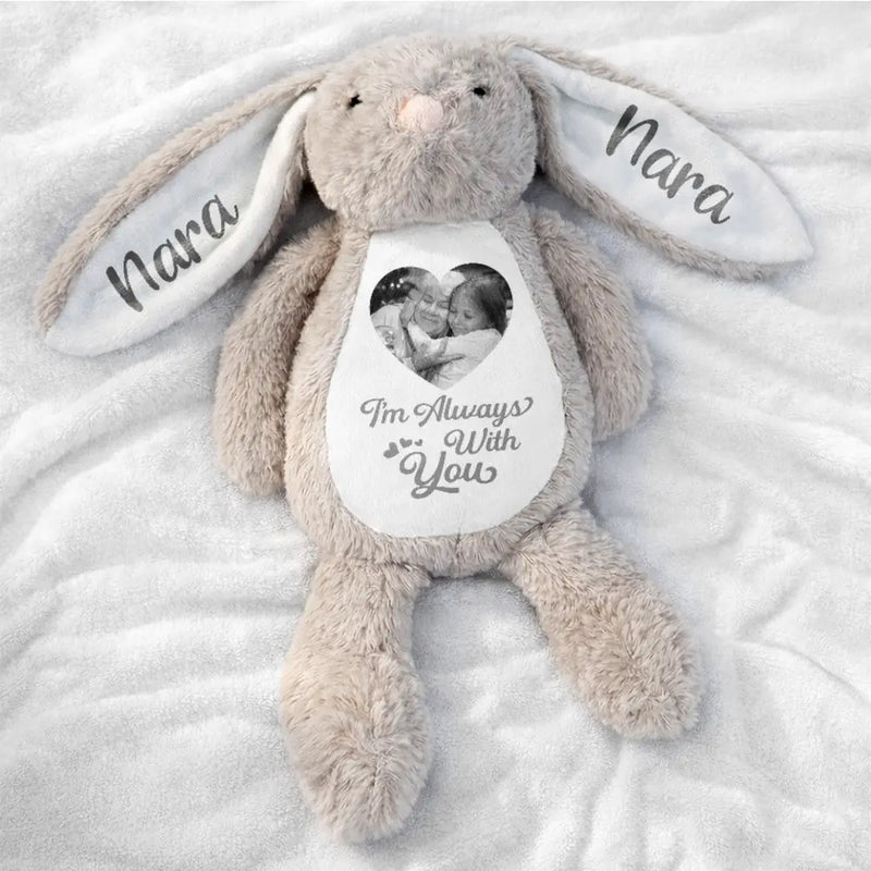 Memorial, Parents, Gift For Grandparents, Gift For Kids, New baby, Gift For Daughter, Gift For Son, Easter - Custom Photo Memorial A Cuddle From Heaven - Personalized Soft Toy Bunny