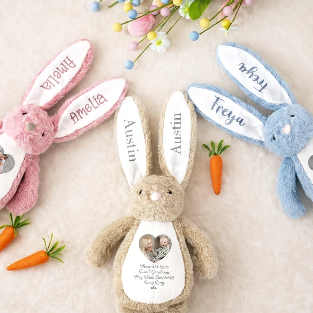 Memorial, Parents, Gift For Grandparents, Gift For Kids, New baby, Gift For Daughter, Gift For Son, Easter - Custom Photo Memorial A Cuddle From Heaven - Personalized Soft Toy Bunny