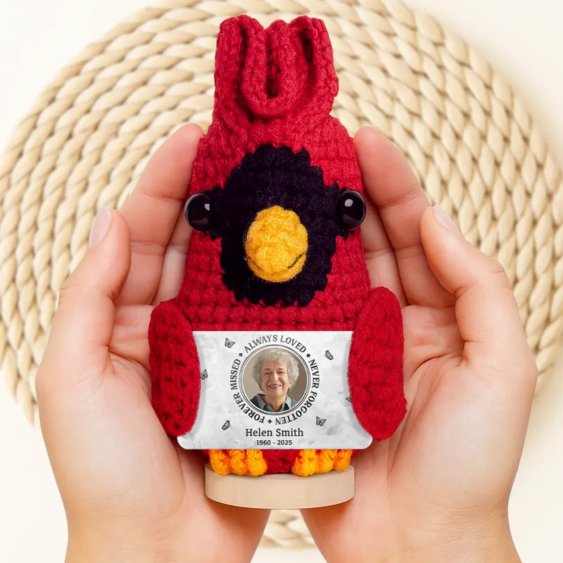 Family,Memorial,Sad - Custom Photo Memorial Always Loved Never Forgotten - Personalized Doll Crochet With Custom Card